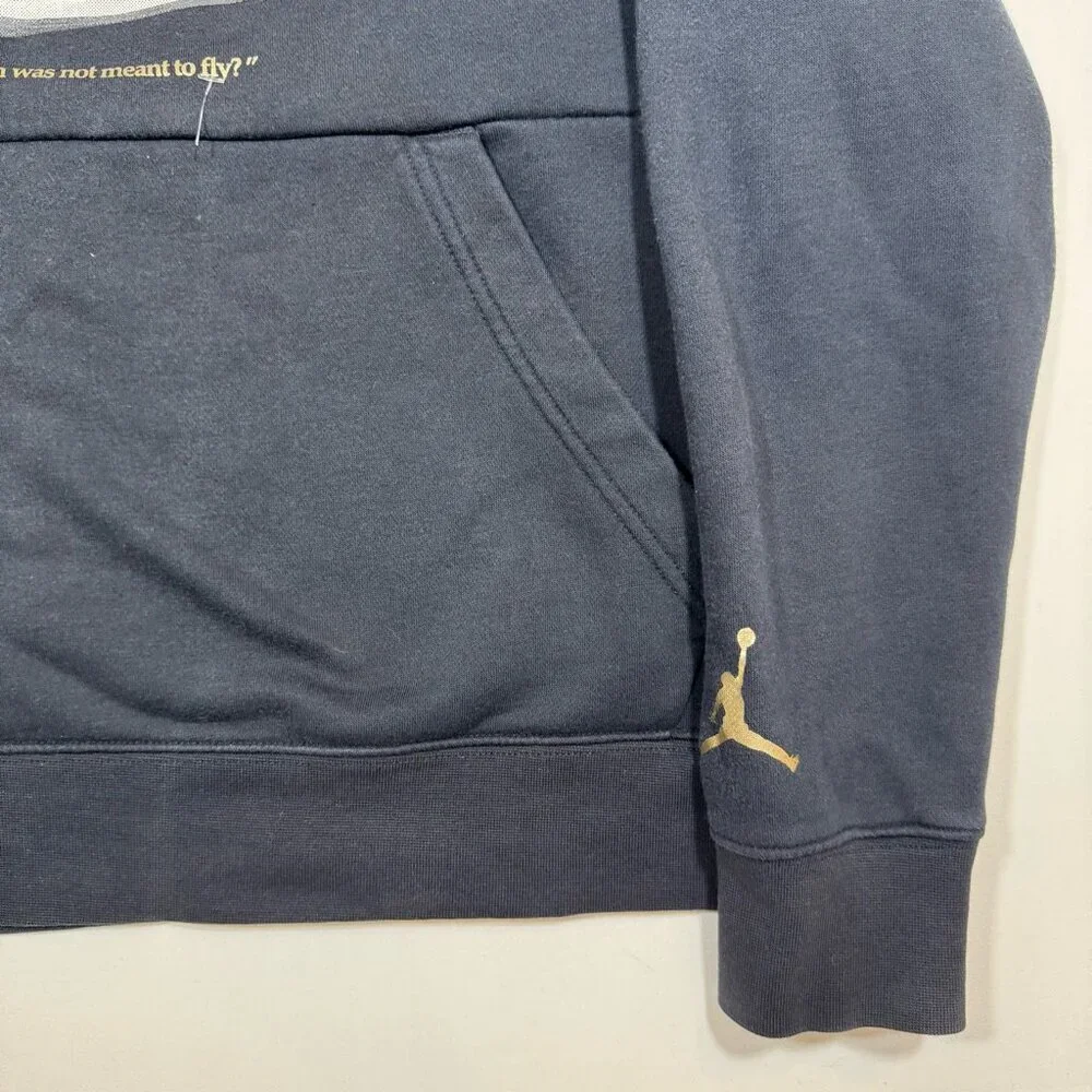 Nike Air Jordan “Ready for Takeoff” Hoodie Men’s M Black Fleece Lined Streetwear